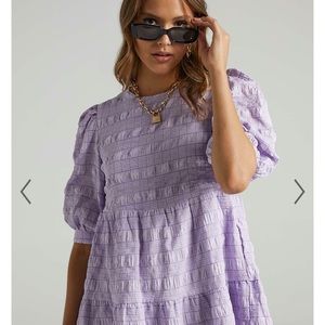 Showpo Darcia Dress Lilac Check NWT